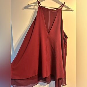 Plum Sleeveless Keyhole Chiffon Top - XL